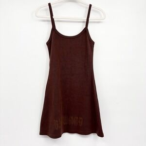 Badwood Womens Chocolate Brown Old English Ribbed Streetwear Tank Mini Dress L